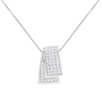 14KT White Gold Diamond Box Pendant Necklace (1 cttw, H-I Color, SI2-I1 Clarity)