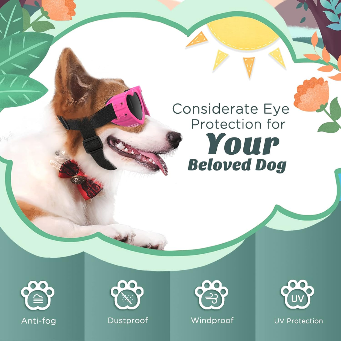 Small Dog Sunglasses UV Protection Heart Shape Dogs Goggles