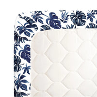NoJo Super Soft Blue and White Palm Leaf Nursery Crib Fitted Sheet - BIG FRENCHIES