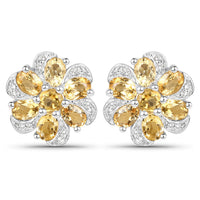 7.92 Carat Genuine Citrine and White Topaz .925 Sterling Silver 3 Piece Jewelry Set (Ring, Earrings, and Pendant w/ Chain)