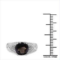 2.59 Carat Genuine Smoky Quartz & White Topaz .925 Sterling Silver Ring