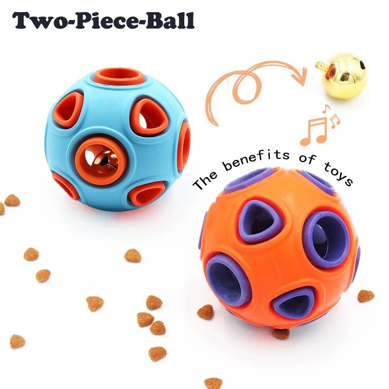 Dog Rubber Ball With Bell Sound, 2-Pack, Interactive Pet Chew Toy For Puppies And Small Dogs.Please Note That Both Items