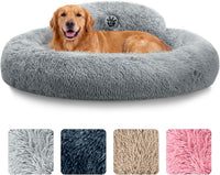 Medium Calming Dog Bed 30in Donut Plush Washable Bed Up to 45lbs