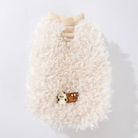The Fluffy Sheep Wool Pet Vest, The Cute Panda Badge And The Warm Winter Coat Are For Small Cats And Dogs