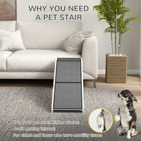 Pet Ramp Bed Steps for Dogs Cats Non-slip Carpet Top Platform Pine Wood 59"L x 16"W x 20"H White