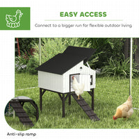 Chicken Coop Hen House with Nesting Box, Elevated Rabbit Hutch with Ramp, Asphalt Openable Roof and Elevated Legs