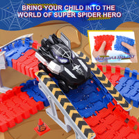 Spider-Themed Flexible Track Toy Set Includes Black And Red Spider Cars,Pickup Only