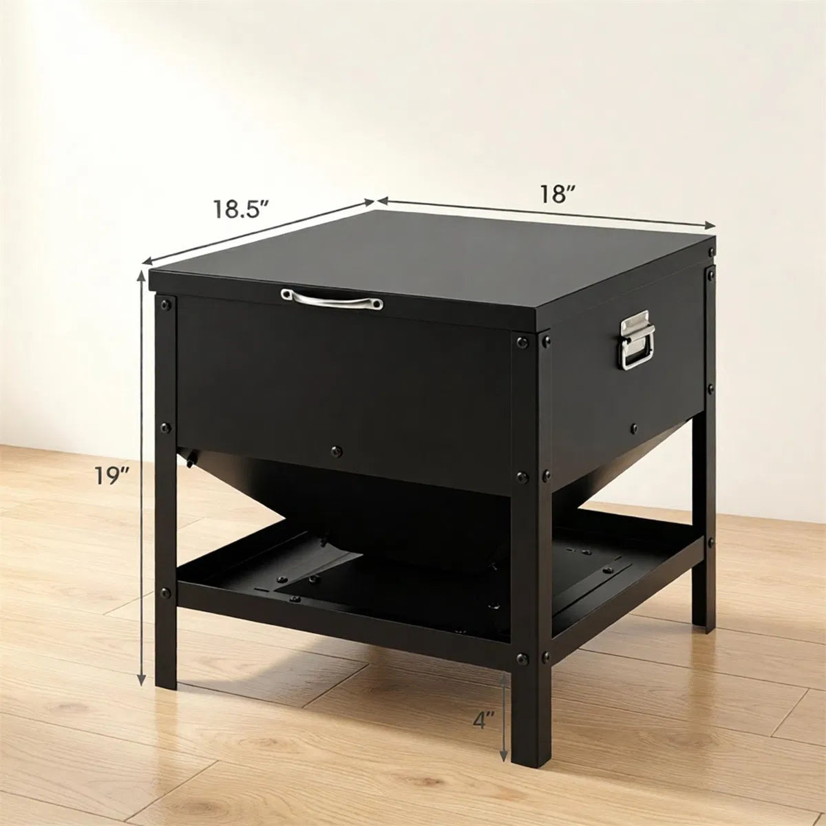 Heavy Duty Stainless Steel Chicken Feed Hopper with Lift Top Cover, Raised Legs Spill-Proof Poultry Feeding Box for Back