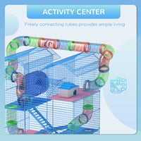 18.5" 5 Tier Hamster Cage with Tubes and Tunnels, Small Animal Cage, Rat Gerbil Cage with Water Bottle, Food Dish, Exerc