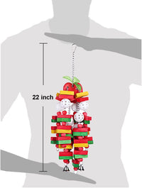 Bird Chewing Toy Large Medium Parrot Cage Bite Toys African Grey Macaws Cockatoos Eclectus Amazon (Apple-22Inch) - BIG FRENCHIES