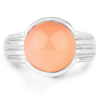 6.00 Carat Genuine Peach Moonstone .925 Sterling Silver Ring