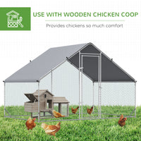 Large Chicken Coop Metal Chicken Run with Waterproof and Anti-UV Cover, Spire Shaped Walk in Fence Cage Hen House for Ou