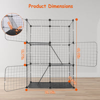 3 Tier Cat Playpen Cage Metal Indoor Cat House Detachable Kitten House With 3 Doors 2 Ladders Large Cat Exercise Place F