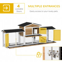 Wooden Rabbit Hutch Bunny Cage Pet Playpen House Enclosure With Double Side Run Boxes, No Leak Tray, Ramp, For Rabbits, 
