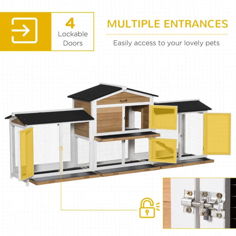 Wooden Rabbit Hutch Bunny Cage Pet Playpen House Enclosure With Double Side Run Boxes, No Leak Tray, Ramp, For Rabbits, 