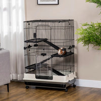 4-Level Small Animal Cage Rabbit Hutch With Universal Lockable Wheels, Slide-out Tray For Bunny, Chinchillas, Ferret, Bl