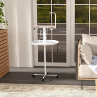 PawHut Bird Stand With Wheels, Perches, Feed Bowls, Round Tray For Parrot