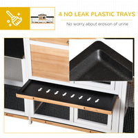 90.5" Wooden Rabbit Hutch Bunny Cage Pet Playpen House Enclosure with Double Side Run Boxes, No Leak Tray, Ramp, for Rab