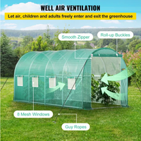 VEVOR Walk-in Tunnel Greenhouse, 14.8 X 6.6 X 6.6 Ft Portable Plant Hot House W Galvanized Steel Hoops, 1 Top Beam, Diag
