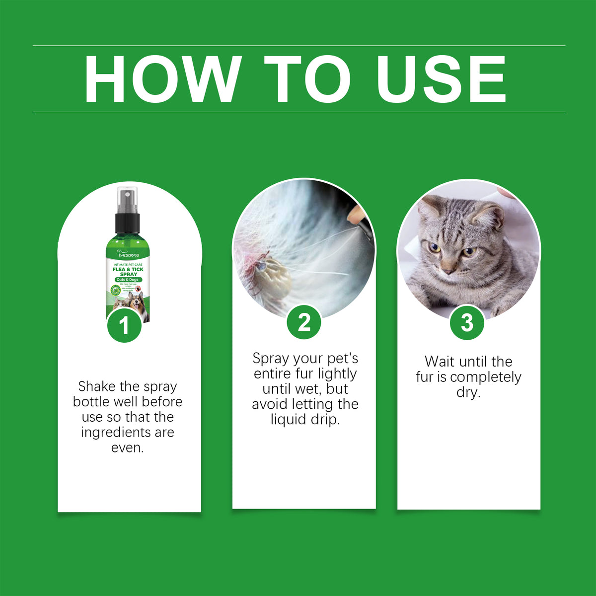 Natural Flea & Tick Spray For Dogs & Cats, Plant-Based Pest Repellent Kills Fleas, Ticks, Lice & Mites