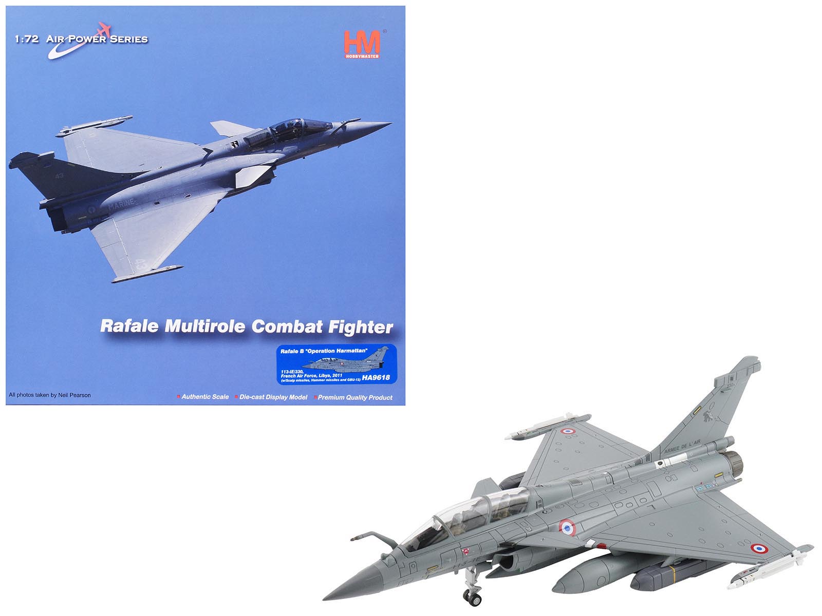 Dassault Rafale B Fighter Aircraft "113-IE/330 Libya" (2011) French Air Force "Air Power Series" 1/72 Diecast Model by Hobby Master  free shipping USA