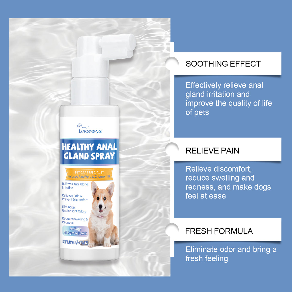 Healthy Gland Spray For Dogs, Dog Gland Care Spray For Infection Prevention, Reduce Itching Swelling & Bad Odor, Pet Gla