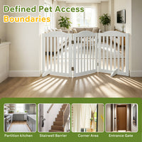 Wooden Freestanding Foldable Pet Gate for Dogs, 24 inch 3 Panels Step Over Fence, Dog Gate for The House, Doorway