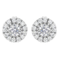 14k White Gold 1 cttw Diamond Halo Stud Earrings (I-J Clarity, I1-I2 Color)