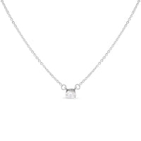 14K White Gold 1/4 Cttw Lab Grown Oval Solitaire Diamond East West 18" Pendant Necklace (G-H Color, VS2-SI1 Clarity)