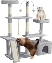 Ultimate 53.5-Inch Rotatable Cat Tree: Multi-Level Playground for Kittens and Large Cats with Cozy Condo and Scratching Posts in Light Gray - BIG FRENCHIES