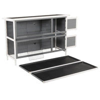 PawHut 54 2-Story Large Rabbit Hutch Bunny Cage Wooden Pet House Small Animal Habitat With Lockable Doors, No Leak Tray 