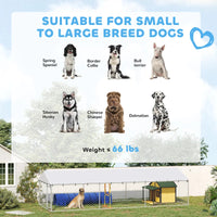 PawHut 20' X 7.5' X 5' Dog Kennel Outdoor For Large Dogs With Waterproof Roof, Silver,For Multiple Parcels Of Goods, Ple