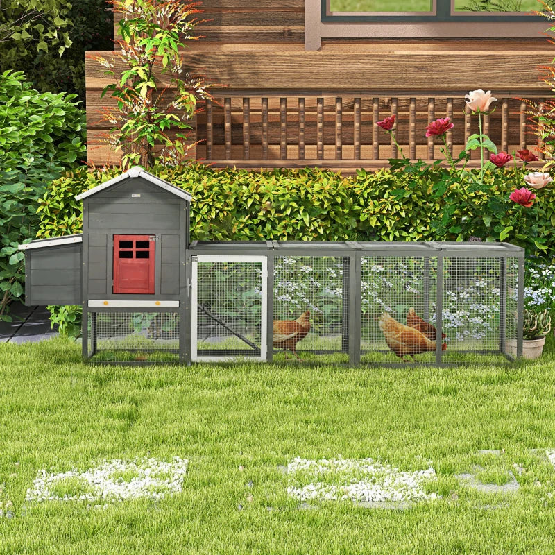 Extra Large Chicken Coop With Asphalt Roof, Wooden Hen Run With Slide-Out Tray And Nesting Box, Chicken Hutch For 3-6 Ch