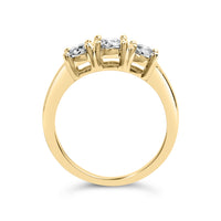 10K Yellow Gold 1/2 Cttw Miracle Set Round Diamond Three Stone Illusion Plate Ring (I-J Color, I2-I3 Clarity) - Size 7