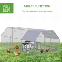 9.2 x 18.7 x 6.4 Large Chicken Coop Metal Chicken Run with Waterproof and Anti-UV Cover, Flat Shaped Walk in Fence Cage 