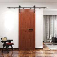 6FT Barn Door Hardware Kit Heavy Duty Sliding Door Track Kit With Floor Guide For Interior Exterior Fit 30-32in Wide Pan