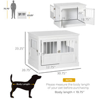 Wooden Dog Crate End Table, Dog Crate Furniture with Triple Doors, Puppy Crate for Small Dogs Indoor Use, White