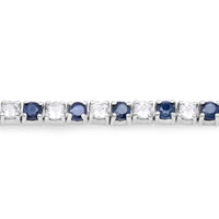 6.87 ct. t.w. Blue Sapphire and White Topaz Bracelet in Sterling Silver