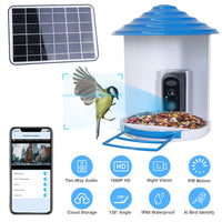 Smart Bird Feeder With Solar Powered Camera 1080P HD AI Identify PIR Motion Auto Capture Video Cloud Card Storage WiFi C