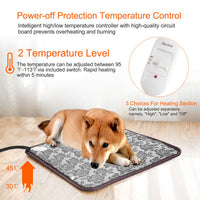1Pc Pet Heating Pad Dog Cat Electric Heating Mat Waterproof Adjustable Warming Blanket With Chew Resistant Steel Cord Ca