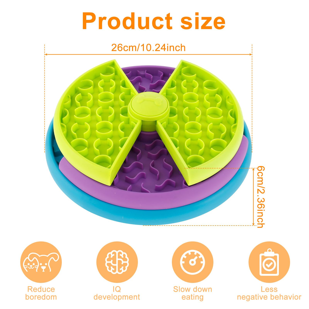 3in1 Interactive Dog Puzzle Feeder, Rotating Anti-Choking Slow Feeder Bowl & Lick Mat, Mental Stimulation Foraging Toy F