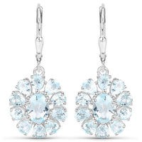 14.02 Carat Genuine Blue Topaz and White Topaz .925 Sterling Silver 3 Piece Jewelry Set (Ring, Earrings, and Pendant w/ Chain)