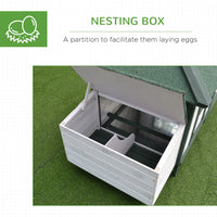 77" Wooden Chicken Coop Hen House Poultry Cage with Weatherproof Roof, Nesting Box, Enclosed Run and Removable Tray for 
