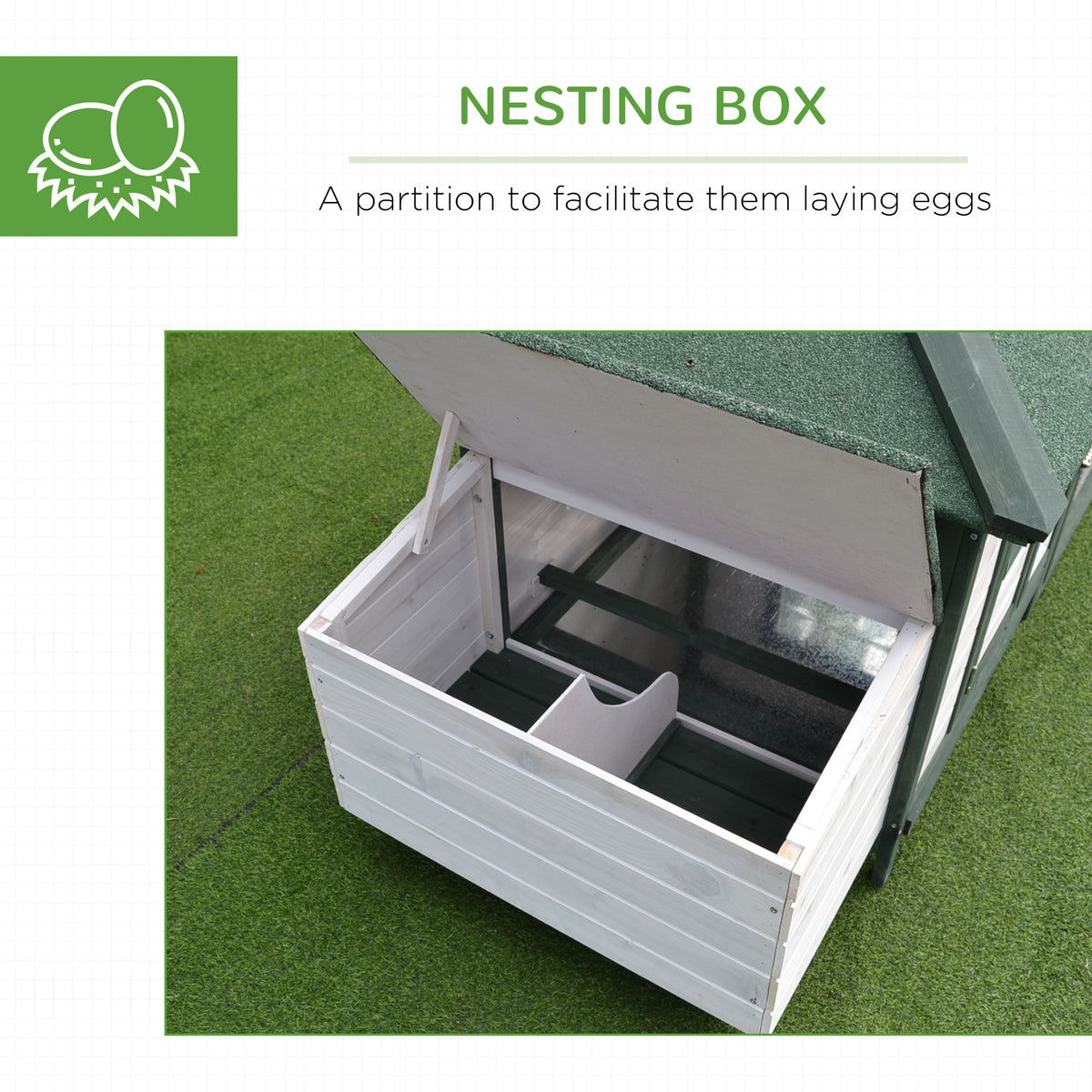 77" Wooden Chicken Coop Hen House Poultry Cage with Weatherproof Roof, Nesting Box, Enclosed Run and Removable Tray for 