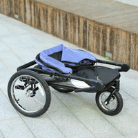 3 Wheels Dog Stroller W One-Hand Fold, Rubber Wheels, Storage Bag, Soft Cushion, For Small & Medium Dogs, Blue