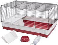 158 Wabbitat Deluxe Rabbit Home, Rabbit Cage, 39.5 L X 23.75 W X 19.75 H Inch, Maroon/White - BIG FRENCHIES