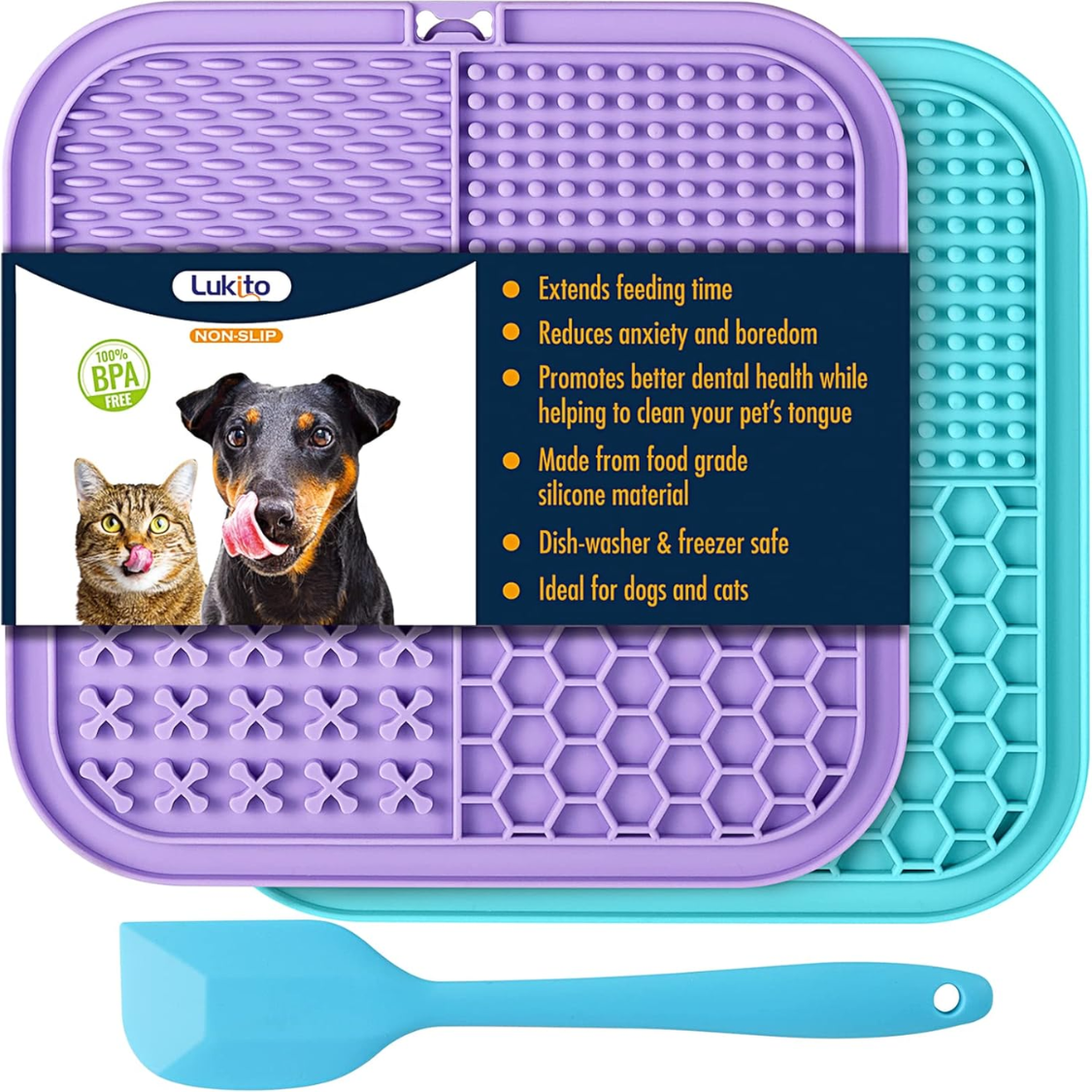 Lick Mat For Dogs Cats 2 Pack, Slow Feeder Licking Pad With Suction Cups For For Anxiety Relief And Boredom Reducer, Per