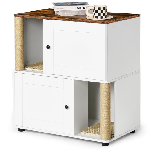 Double Cat Litter Box Enclouse,Cat Litter Box Enclosure For 2 Cats, Cat Litter Cabinet, Double Litter Box Enclosure With