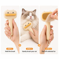 Cute Cartoon Bear Self-Cleaning Pet Brush Universal Deshedding Comb For Cats And Dogs Removes Loose Fur & Detangles Comf