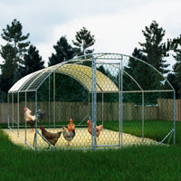 26x9x6Large Metal Chicken Coop,Walk-in Poultry Cage,Chicken Run With Waterproof Cover,Outdoor Backyard Farm,Chicken Rabb